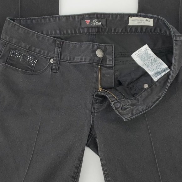 Guess Sarah Fit Mid Rise Bootcut Jeans Blk Size 31 - Picture 6 of 12